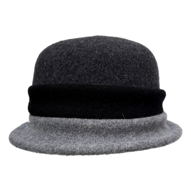Damen Wollhut mit Streifen grautöne