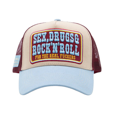 Trucker Cap 'Sex, Drugs & Rock 'n' Roll' in Hellblau